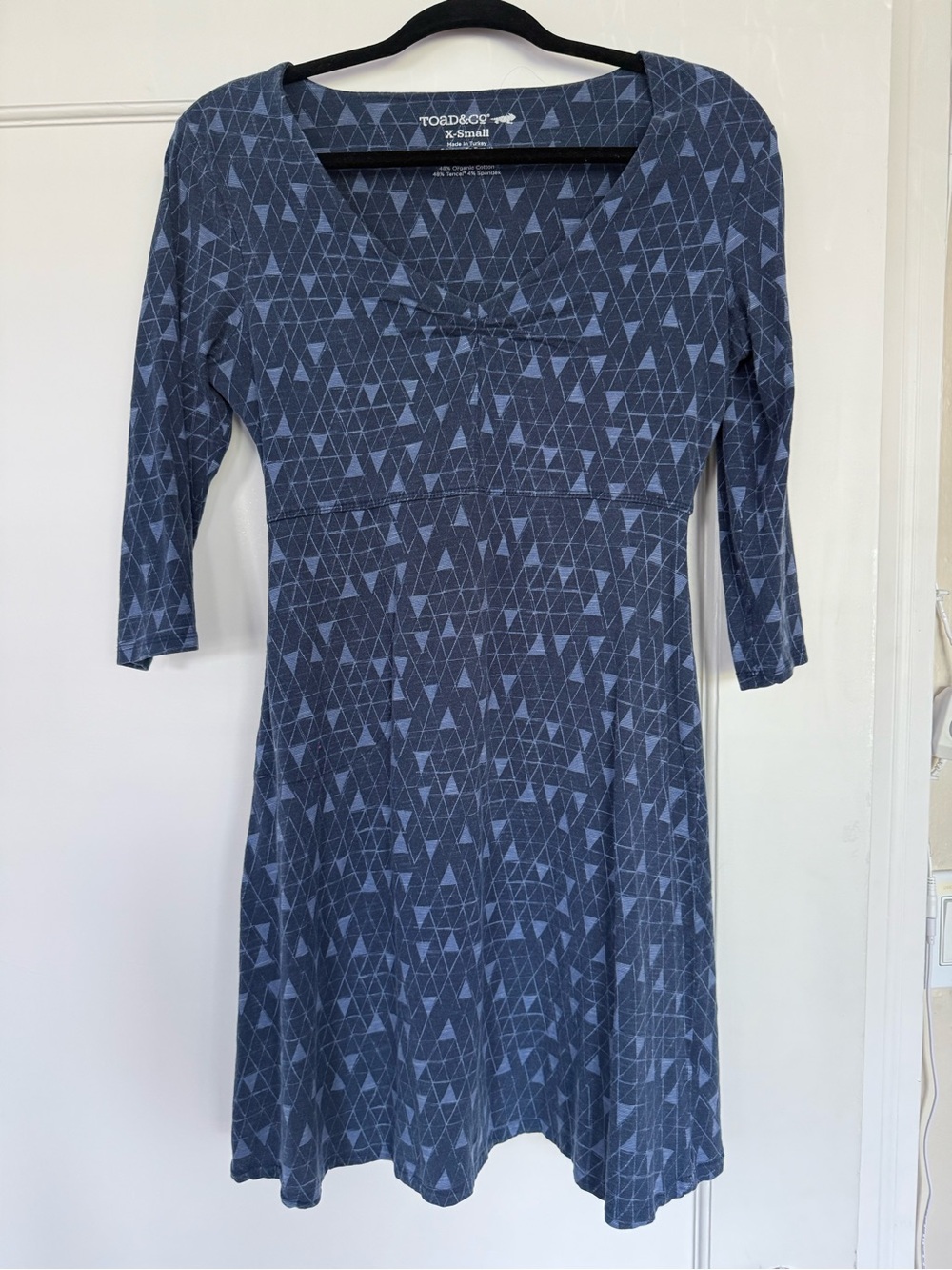 Toad&Co Navy Blue Geometric Scoop-Neck Long Sleeve Dress